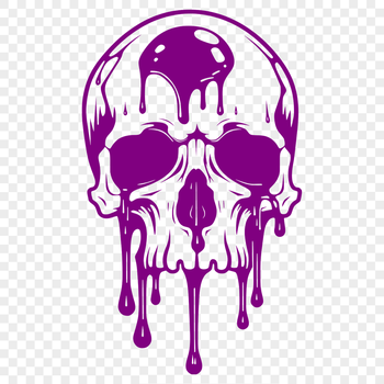 A detailed vector illustration of a dripping skull with a gothic design, suitable for various designs and crafts.