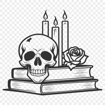 A vector graphic representation of a stylized skull in a Gothic design, suitable for various uses.