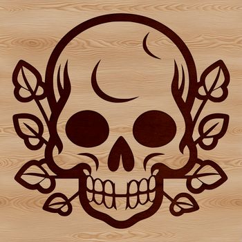 A simple line drawing illustration of a witch's hat with an ornate design on the band, surrounded by mystical elements.