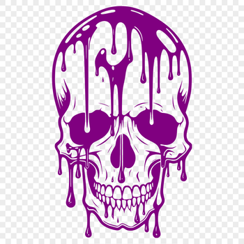 A stylized illustration of a skull with liquid or water dripping from its eye sockets, suitable for Halloween-themed designs.