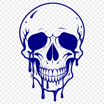 A stylized vector illustration of a skull with dripping liquid, suitable for Halloween decorations or designs.