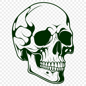 A graphic representation of a skull with dripping liquid effect, suitable for various design applications.