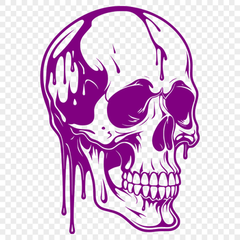 A detailed illustration of a dripping skull with intricate design elements, suitable for vector art projects.