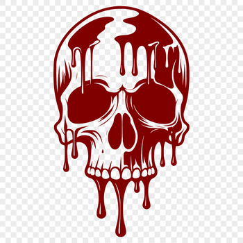 A gothic-inspired skull design with dripping details, suitable for vector art and digital crafting.