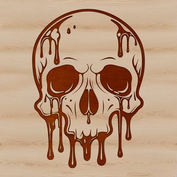 A graphic illustration of a dripping skull with a Gothic twist, suitable for Halloween-themed designs.