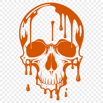 A detailed vector illustration of a dripping skull with gothic aesthetic, suitable for various digital applications.