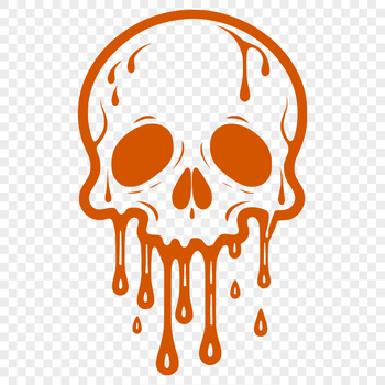 A detailed illustration of a dripping skull with intricate design elements.