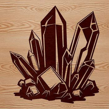Witchcraft symbol illustration with gothic elements and a crystal in the center.