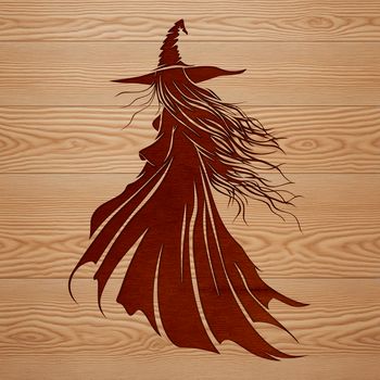 A mystical illustration of a witch practicing magic in a dark, gothic setting.