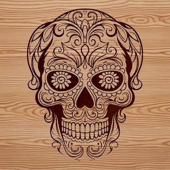 Ornate witchcraft symbol featuring a skull in a gothic style.