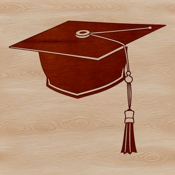 Graduation cap icon featuring a mortarboard with tassel in vector format.