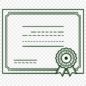 A digital scroll award symbol with a decorative border.