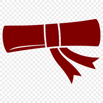 A digital representation of a traditional graduation scroll made from paper.