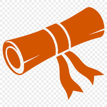 A digital vector illustration of a traditional graduation scroll with embossed details.