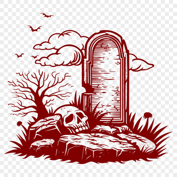 A Halloween-themed SVG grave stone with intricate designs and symbols.