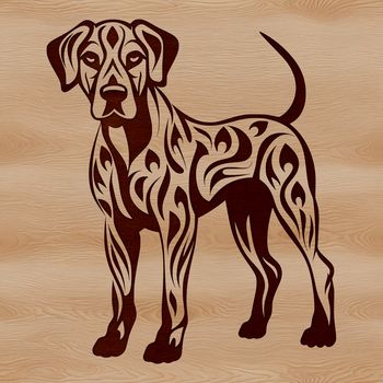 Detailed drawing of a Great Dane standing upright.