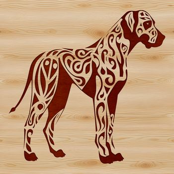 A standing adult Great Dane breed dog, depicted in simple vector lines.
