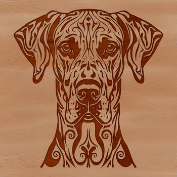A regal Great Dane with an ornate head, suitable for various uses including vector design and clip art.