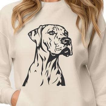 An illustration of a Great Dane, depicted in a realistic style with attention to detail.