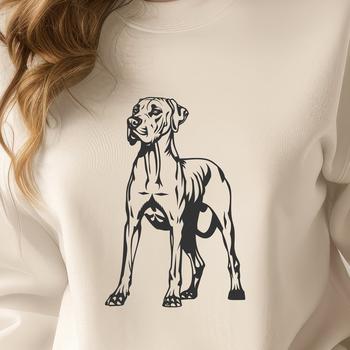 A full-body illustration of a Great Dane sitting.
