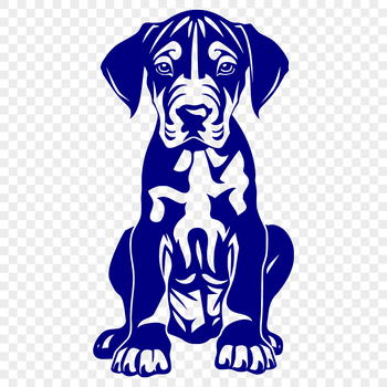 Large breed dog sitting on its hind legs, depicted in detailed vector artwork.