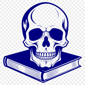 A stylized graphic illustration of a skull with Gothic details, suitable for vector-based designs.