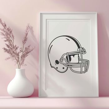 An American football silhouette with a helmet and pads.