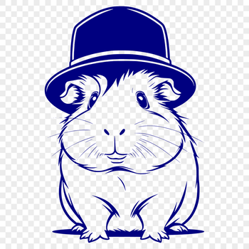 A digital illustration of a cute guinea pig wearing a hat.