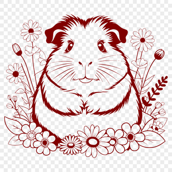 Guinea pig illustration in vector format featuring colorful floral patterns.