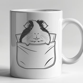 A digital illustration of a guinea pig with rounded body and long hair.