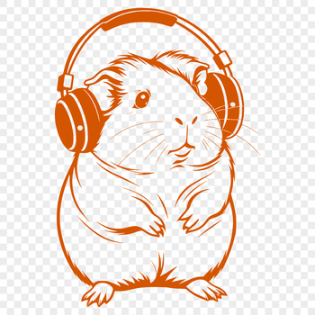 Guinea pig wearing headphones in a simple vector design.
