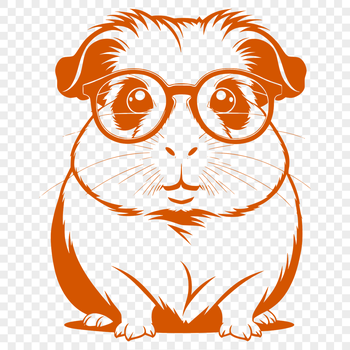 A cute guinea pig character wearing round glasses, suitable for use as clip art or in graphic design.