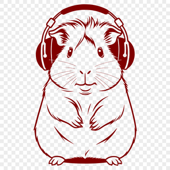 A cute guinea pig wearing headphones, suitable for personal use in crafting projects.