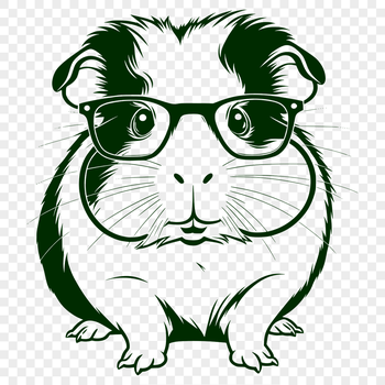 A digital illustration of a Guinea Pig wearing glasses, suitable for various design applications.
