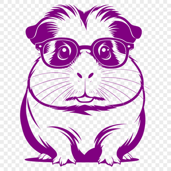 A vector illustration of a guinea pig wearing glasses, suitable for printing or digital use.