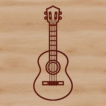 A detailed illustration of a guitar with frets and strings, suitable for vector design projects.