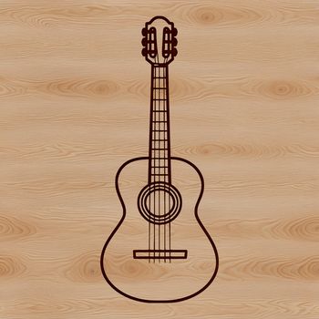 A simple line drawing of a guitar, suitable for digital and graphic design projects.