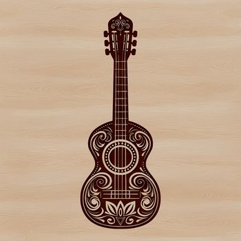 A detailed illustration of an ornate guitar, suitable for music-related projects.