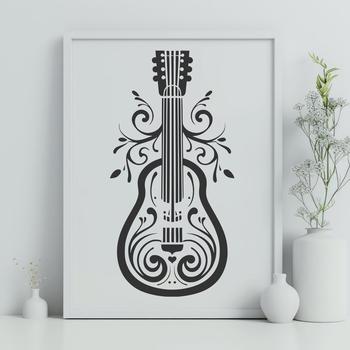 An ornate SVG vector design featuring a guitar shape.