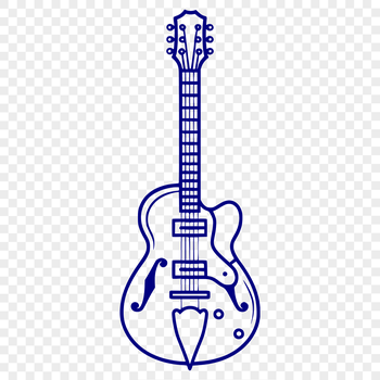A detailed illustration of a guitar with intricate details, suitable for cutting or printing.