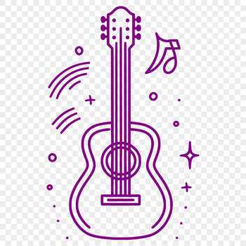 A simple line drawing illustration of a guitar, suitable for vector art and cutting machine designs.