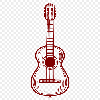 A detailed illustration of a guitar in various parts, ideal for cutting or laser engraving.