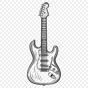 A detailed illustration of an acoustic guitar with strings and body.