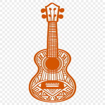 A vector graphic design of a classic guitar with decorative elements.