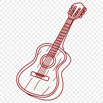 A detailed illustration of a guitar for graphic design and crafting projects.