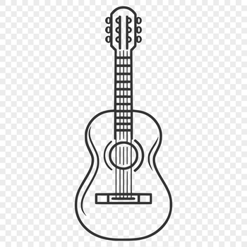 A simple line drawing illustration of a guitar for music enthusiasts.
