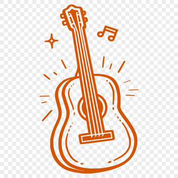 A detailed illustration of a guitar, suitable for vector art and design projects.