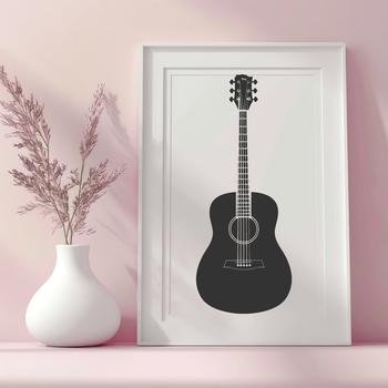 A high-quality graphic illustration of a musical instrument, an electric guitar, designed as vector art.