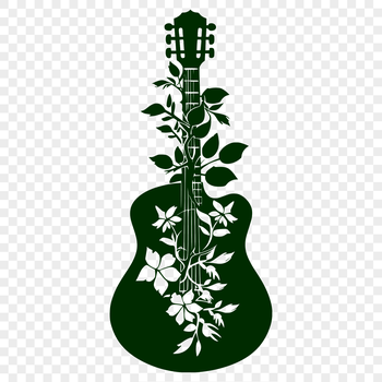 Vector illustration of a decorative guitar with floral elements.