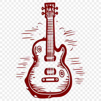 A detailed illustration of a guitar in vector format, suitable for digital editing and printing.